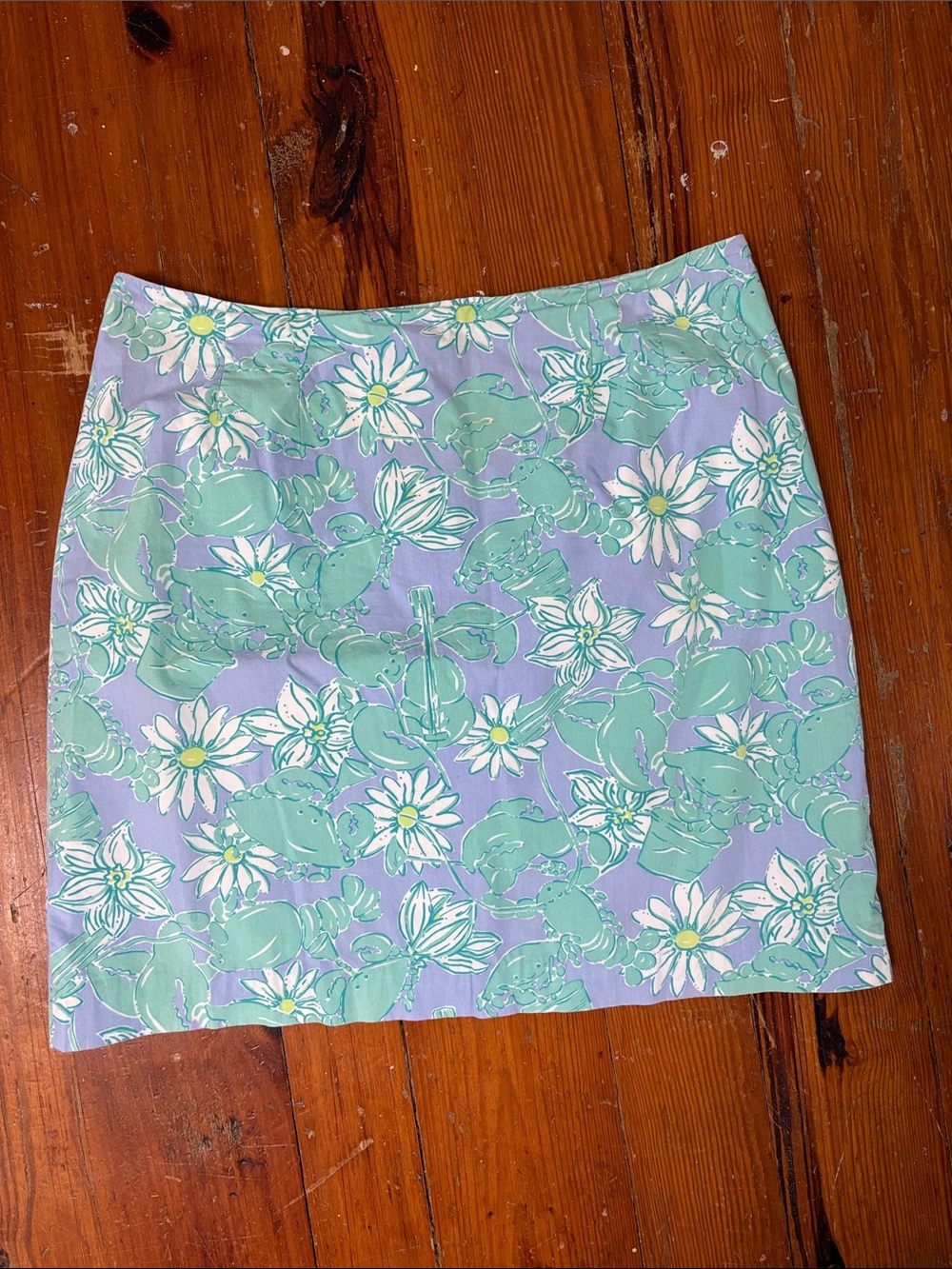 Vintage Lilly Pulitzer Lavender Mint Floral Lobster Crab Mini Skirt Size 10